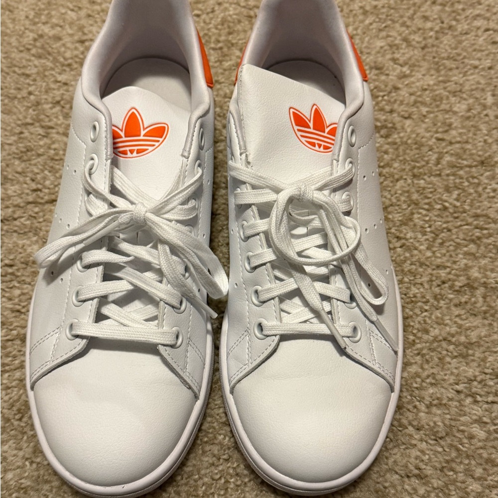 Adidas Stan Smith White and Orange Sneakers, Brand New, worn once